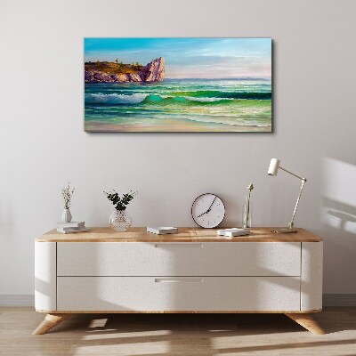 Foto op canvas Een golf in groen en blauw