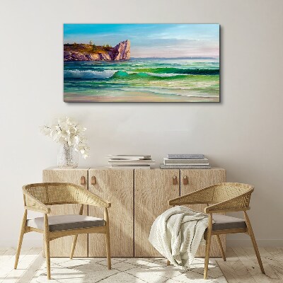 Foto op canvas Een golf in groen en blauw