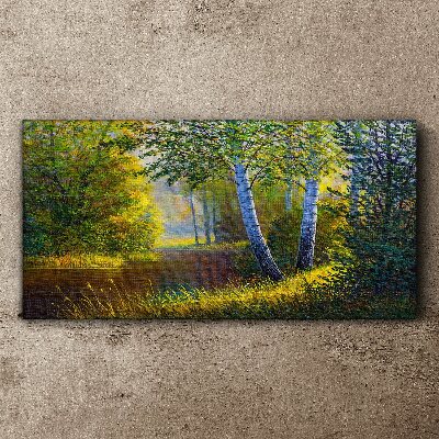 Canvas schilderij Gouden licht op de rivieroever