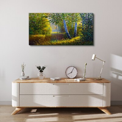 Canvas schilderij Gouden licht op de rivieroever