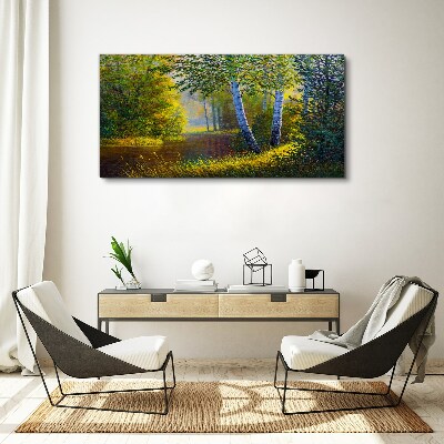 Canvas schilderij Gouden licht op de rivieroever