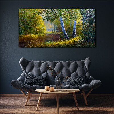 Canvas schilderij Gouden licht op de rivieroever