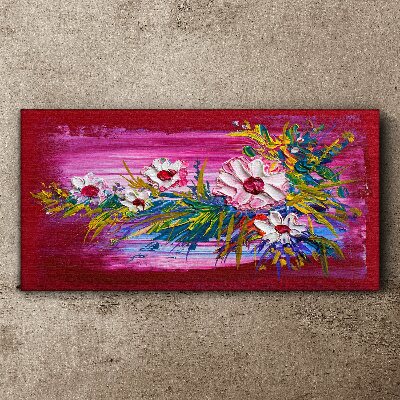 Canvas schilderij Bloemen op een roze achtergrond