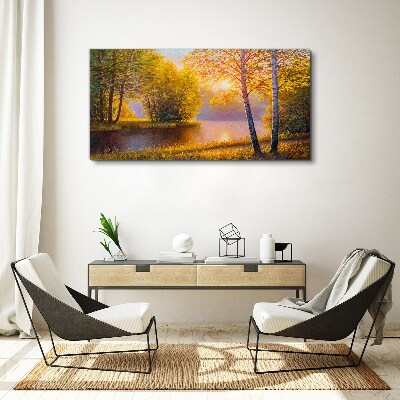 Foto op canvas Gouden ochtend aan het meer