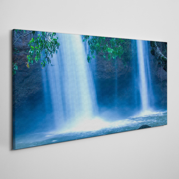 Schilderij op doek Waterval in het blauw