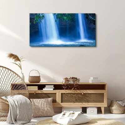 Schilderij op doek Waterval in het blauw