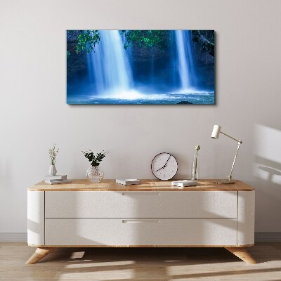 Schilderij op doek Waterval in het blauw