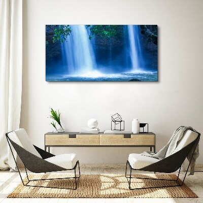 Schilderij op doek Waterval in het blauw