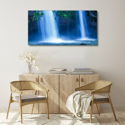 Schilderij op doek Waterval in het blauw