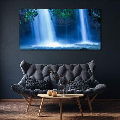 Schilderij op doek Waterval in het blauw