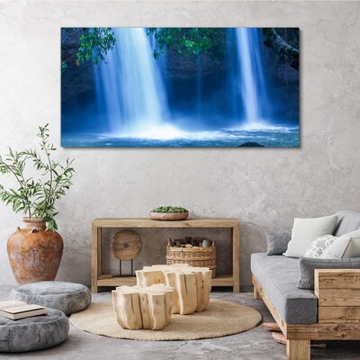 Schilderij op doek Waterval in het blauw