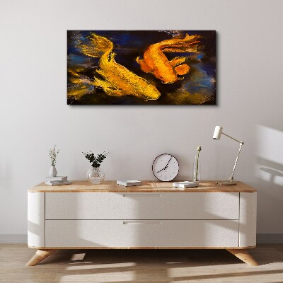 Foto op canvas Gouden vissen in het water dansen