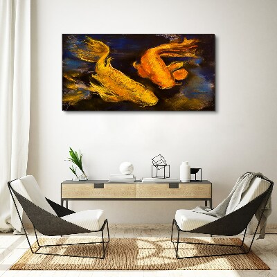 Foto op canvas Gouden vissen in het water dansen