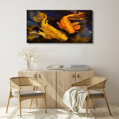 Foto op canvas Gouden vissen in het water dansen