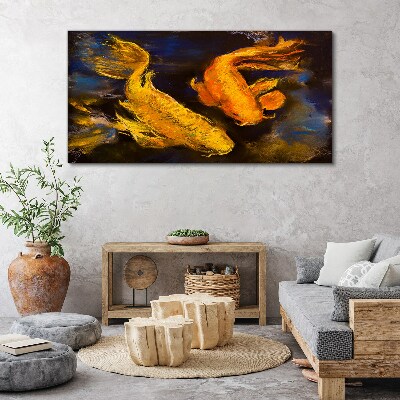 Foto op canvas Gouden vissen in het water dansen