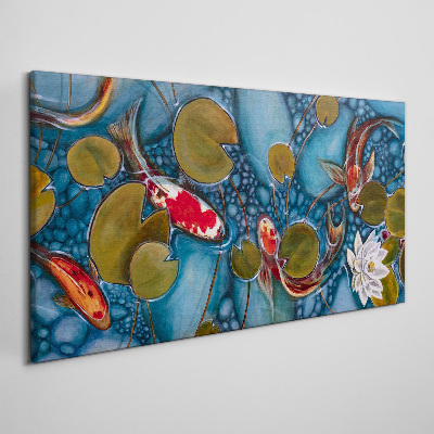 Schilderij op doek Koi tussen de waterlelies