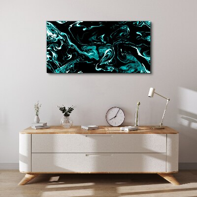 Foto op canvas Groene en zwarte abstracte wervelingen