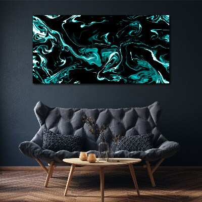 Foto op canvas Groene en zwarte abstracte wervelingen