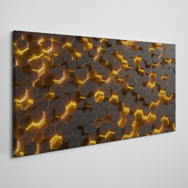Schilderij op doek Gouden zeshoeken in beweging
