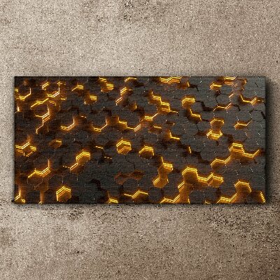 Schilderij op doek Gouden zeshoeken in beweging