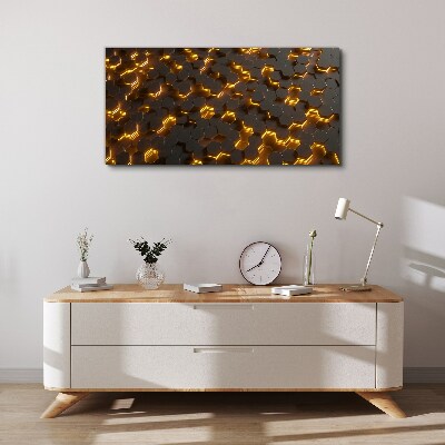 Schilderij op doek Gouden zeshoeken in beweging