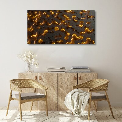 Schilderij op doek Gouden zeshoeken in beweging