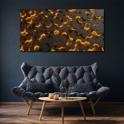 Schilderij op doek Gouden zeshoeken in beweging