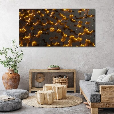 Schilderij op doek Gouden zeshoeken in beweging