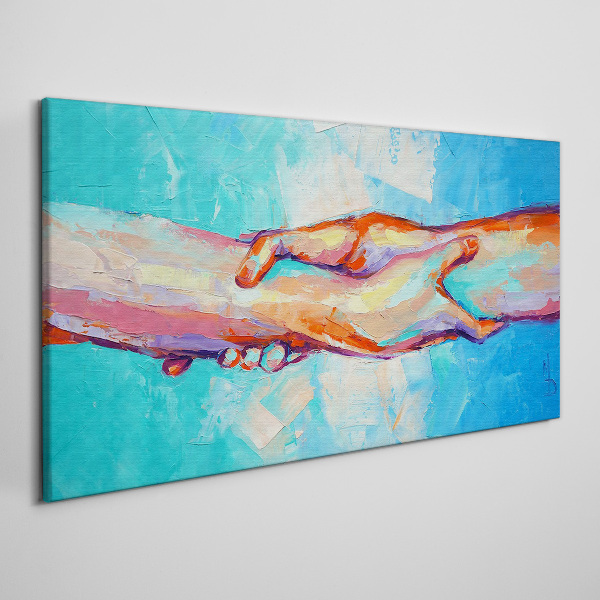 Canvas schilderij Handen verenigen in kleur