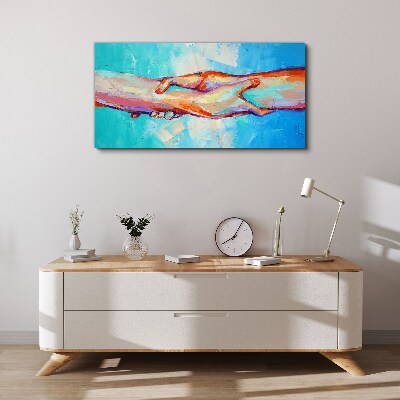 Canvas schilderij Handen verenigen in kleur