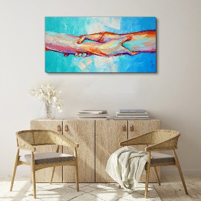 Canvas schilderij Handen verenigen in kleur
