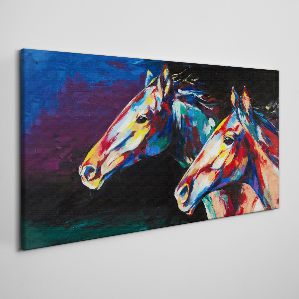 Schilderij op doek Kleurrijke paarden in beweging