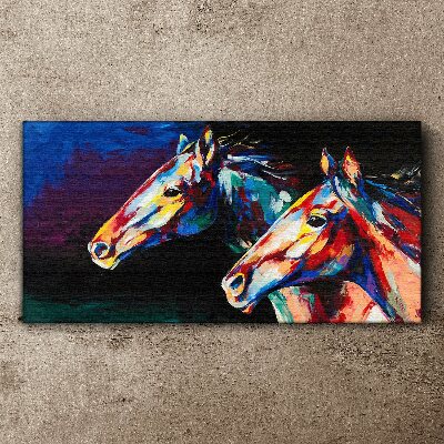 Schilderij op doek Kleurrijke paarden in beweging
