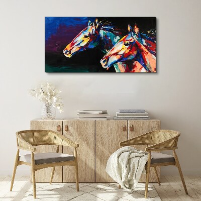 Schilderij op doek Kleurrijke paarden in beweging