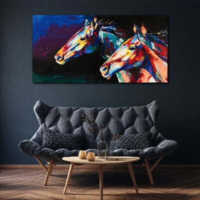 Schilderij op doek Kleurrijke paarden in beweging