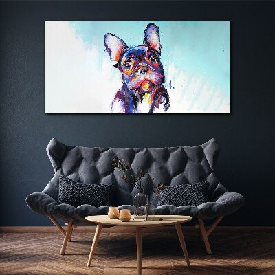 Schilderij op doek Kleurrijk portret van een Franse bulldog