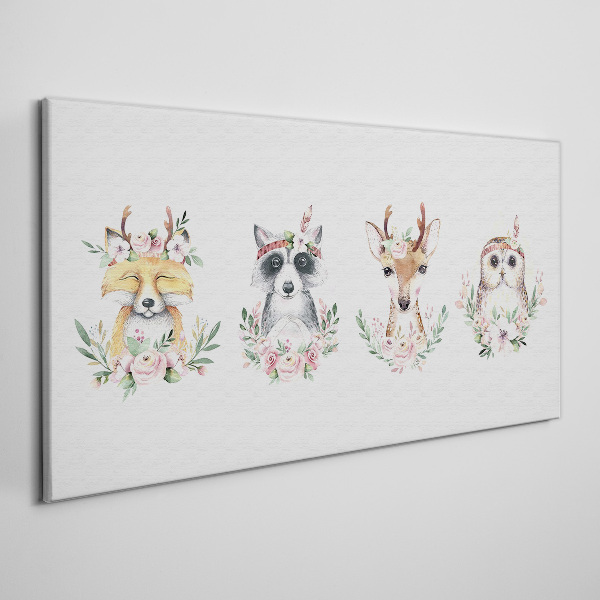 Schilderij op doek Bosvrienden in bloemen