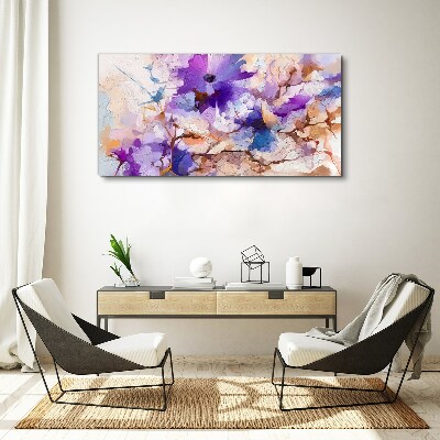 Canvas schilderij Bloemenabstractie in paars