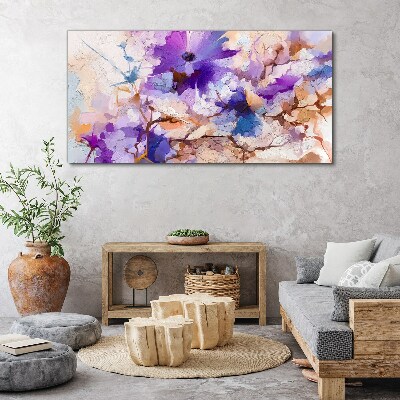 Canvas schilderij Bloemenabstractie in paars