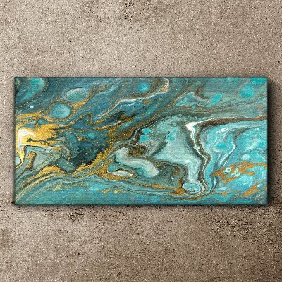 Schilderij op doek Zeegolf met gouden accenten