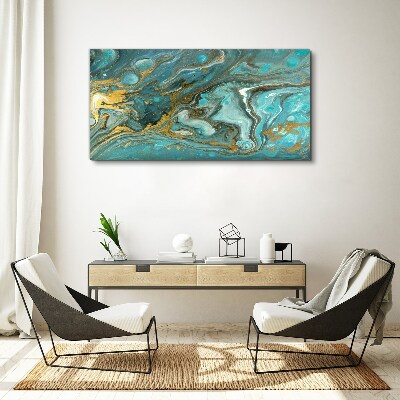 Schilderij op doek Zeegolf met gouden accenten