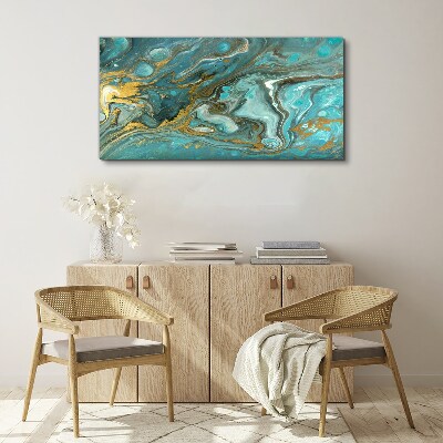 Schilderij op doek Zeegolf met gouden accenten