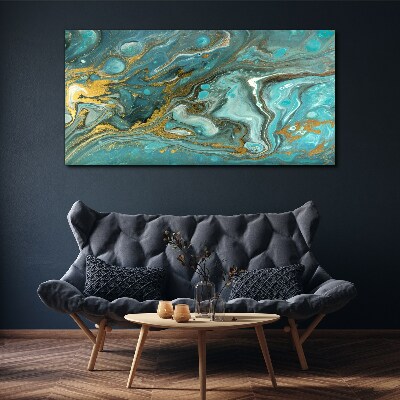 Schilderij op doek Zeegolf met gouden accenten