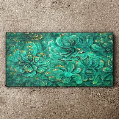 Foto op canvas Groene bloemen met gouden accenten