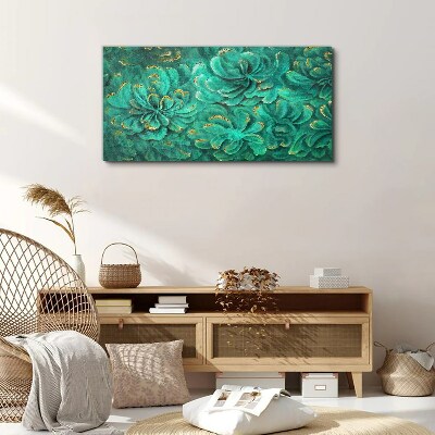 Foto op canvas Groene bloemen met gouden accenten