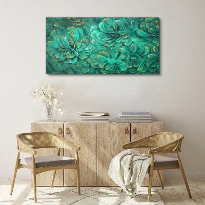 Foto op canvas Groene bloemen met gouden accenten