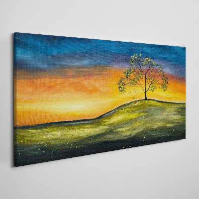 Foto op canvas Gouden uur over de heuvel