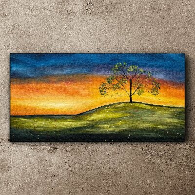 Foto op canvas Gouden uur over de heuvel