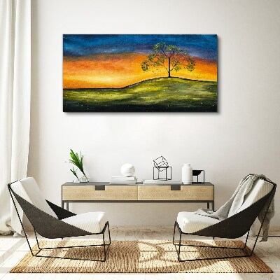 Foto op canvas Gouden uur over de heuvel