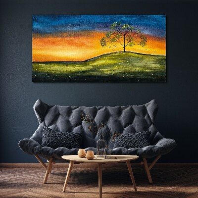 Foto op canvas Gouden uur over de heuvel